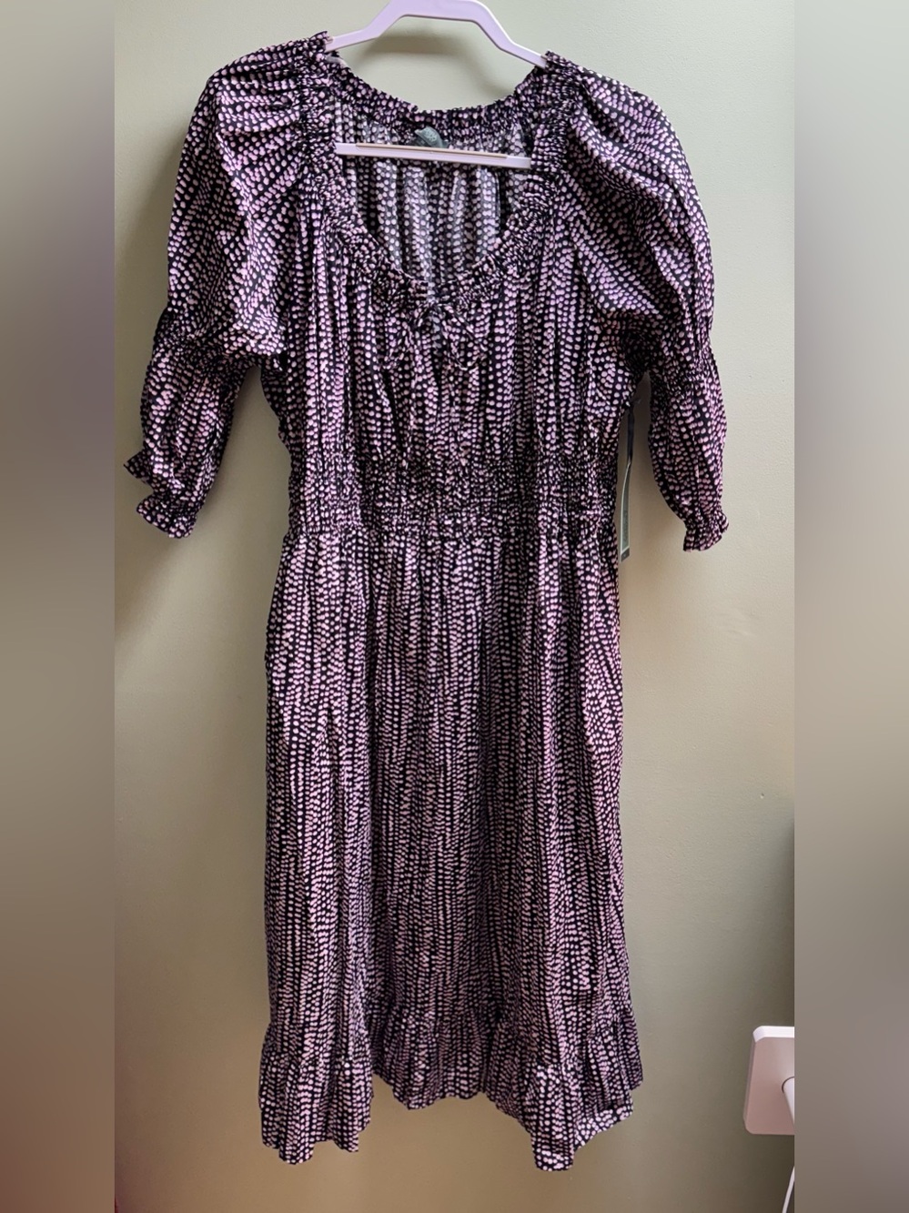 Women’s plus size 2X Terra & Sky midi smocked waist dress purple and white